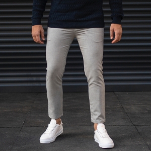 Men's Basic Plain Trousers In Gray - 2