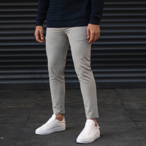 Men's Basic Plain Trousers In Gray - 3