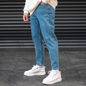 Herren oversize Jeans mit weitem Schnitt und schmalem Bein in blau - 3