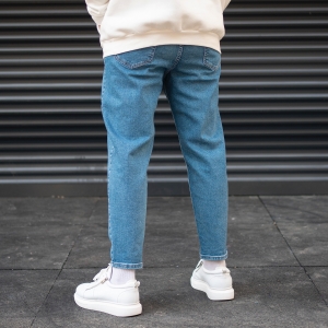 Men's Oversize Skinny Leg Jeans In Blue - 4