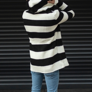 Men's Striped Woolen Pancho With Front Pocket
