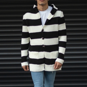 Men's Striped Woolen Pancho With Front Pocket