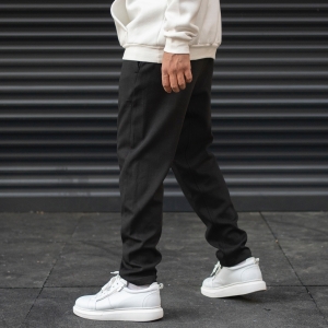 Men's Oversize Loose Fit Basic Sweatpants With Thick Texture In Black