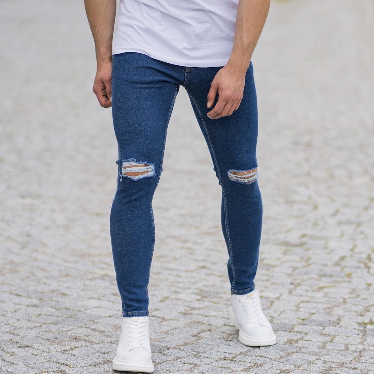 mens navy blue skinny jeans