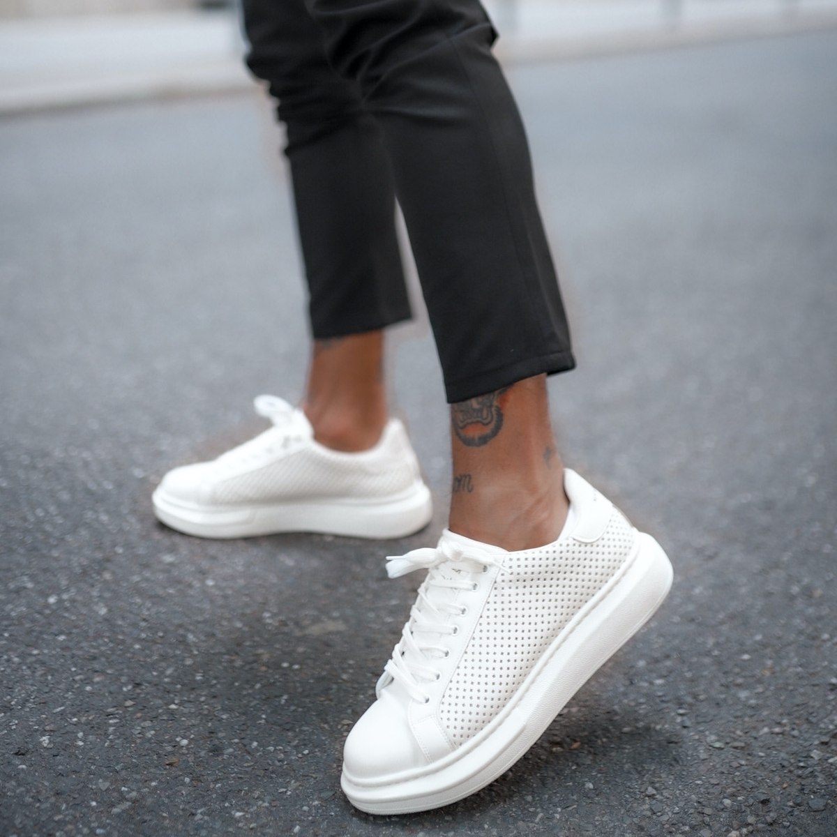 Uomo Designer Rete Sneakers Scarpe Bianco - 8