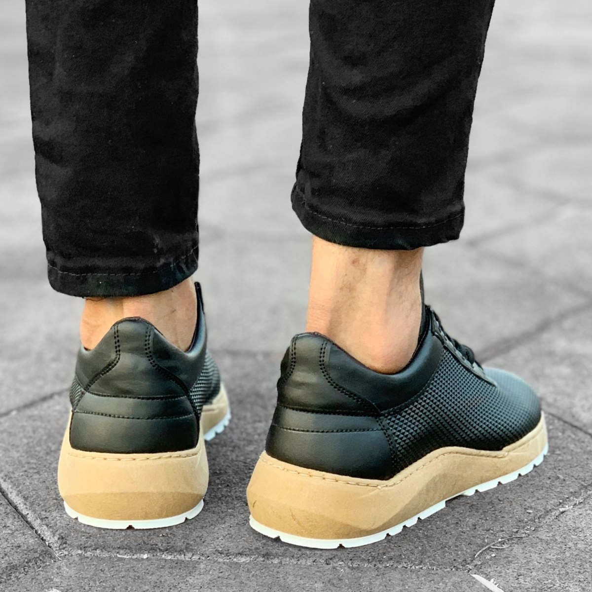 Men’s Dual Tone Chunky Trainers Shoes in Black | Martin Valen