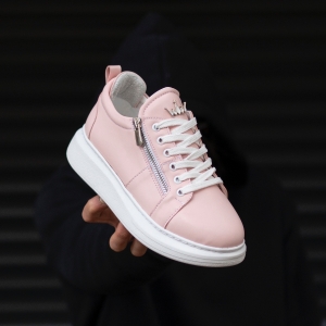 Woman Hype Sole Zipped Style Full Pink Sneakers - 2