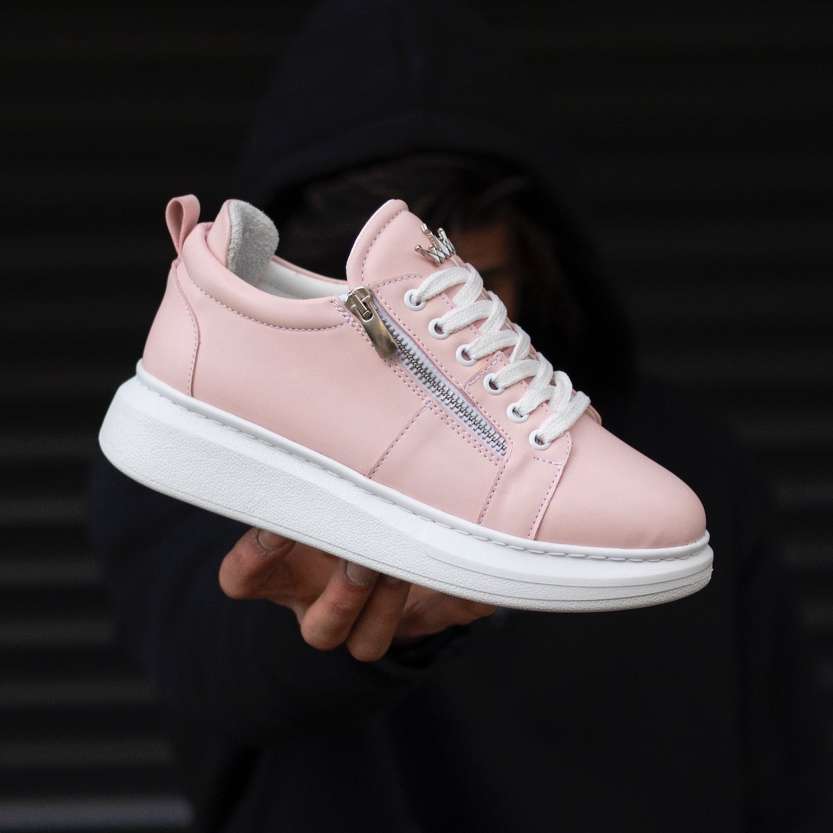 Woman Hype Sole Zipped Style Full Pink Sneakers - 1