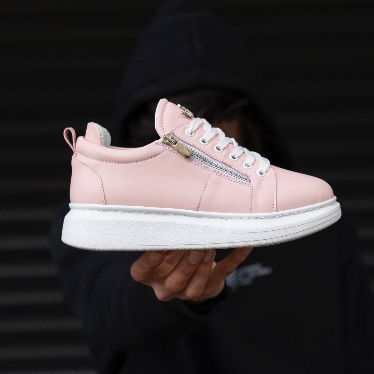 Woman Hype Sole Zipped Style Full Pink Sneakers - 3