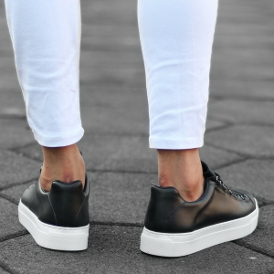 Uomo Basse Outdoor Sneakers Scarpe Nero-Bianco - 4