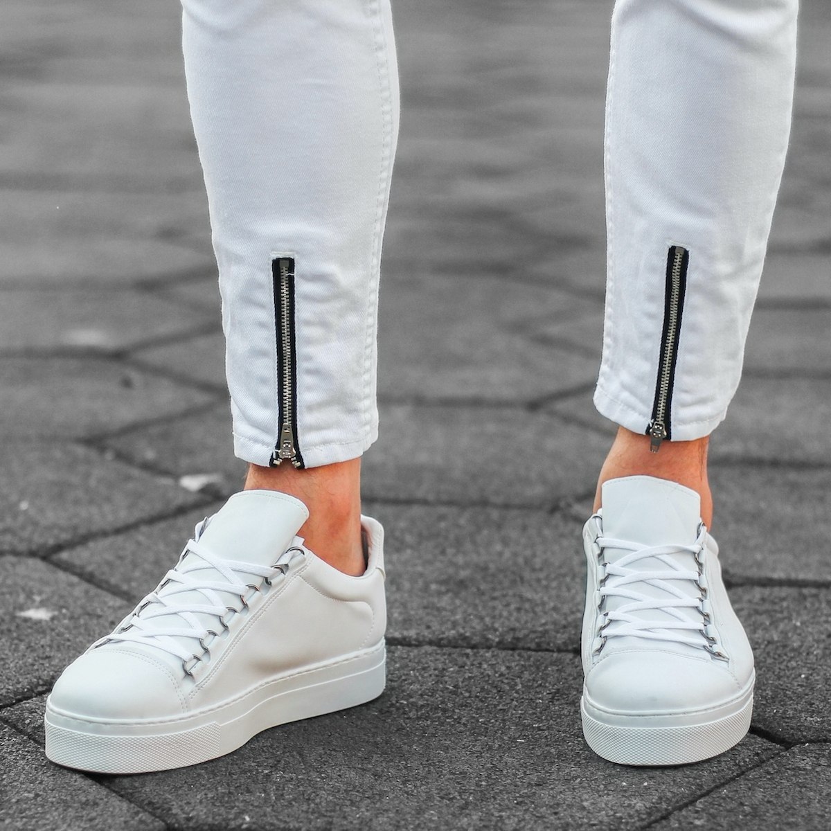 Mox High Sole Sneakers in Pure White | Designer Shoes