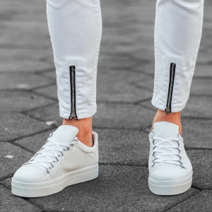 Uomo Basse Outdoor Sneakers Scarpe Bianco - 3