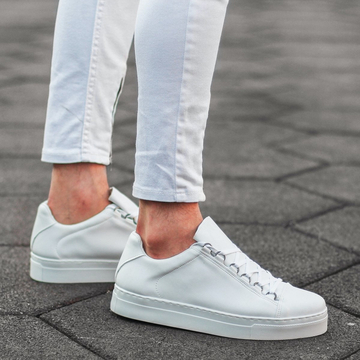 Uomo Basse Outdoor Sneakers Scarpe Bianco | Martin Valen