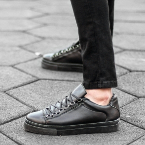 Uomo Basse Outdoor Sneakers Scarpe Nero - 2