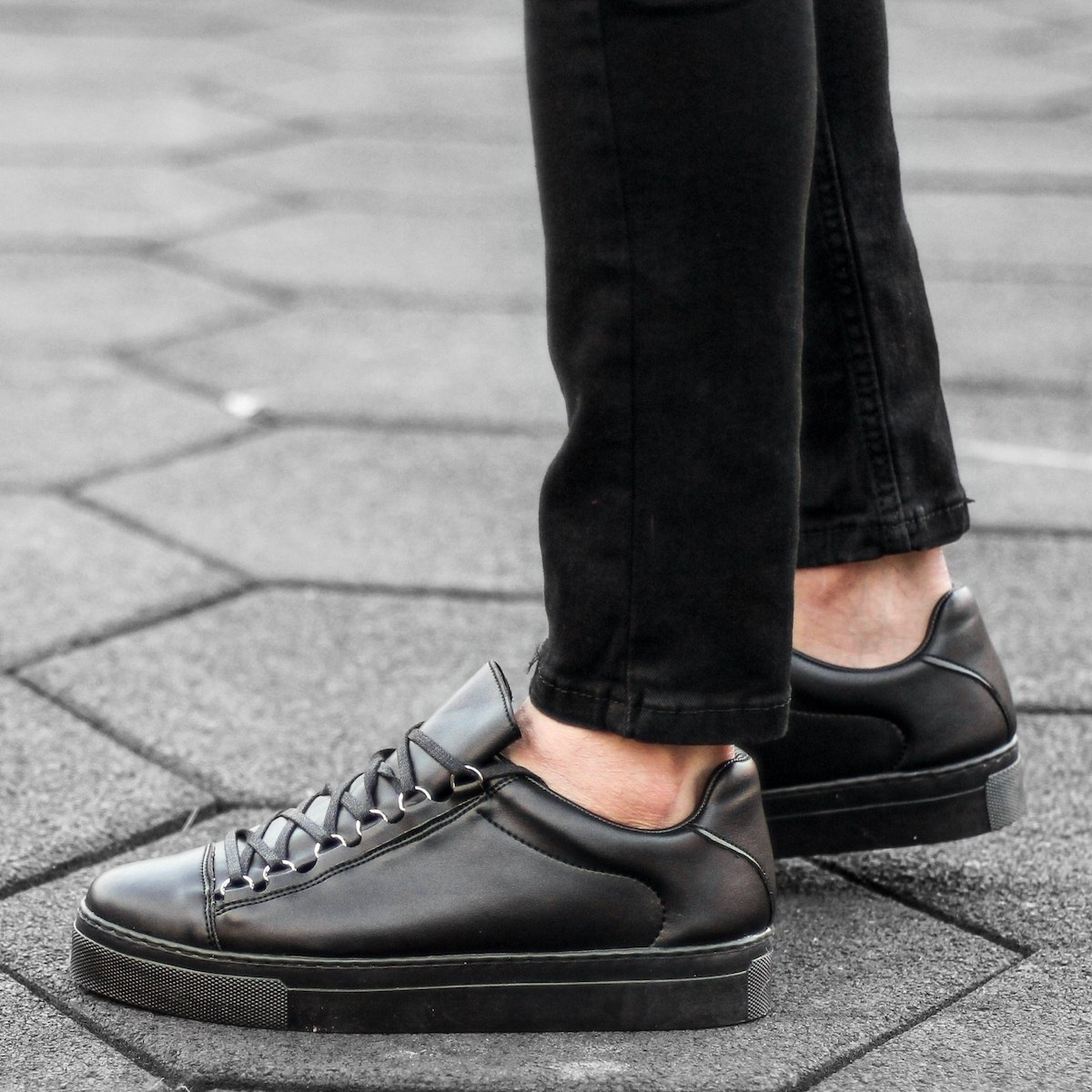 Heren Low Top Outdoor Sneakers Schoenen Zwart | Martin Valen