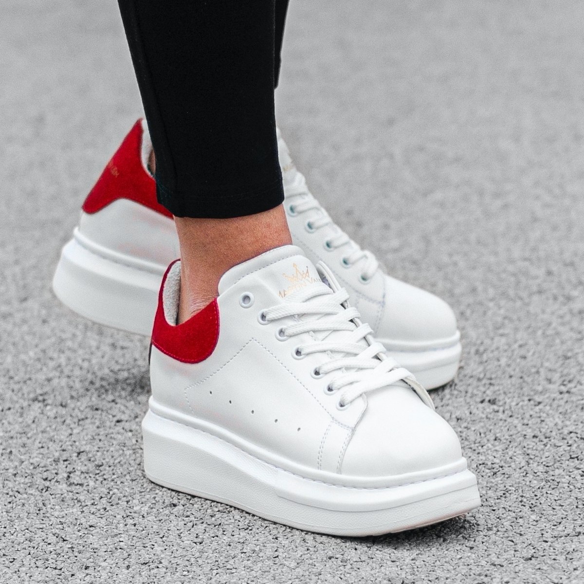 Martin Valen Women’s Chunky Sneakers in White and Red | Martin Valen