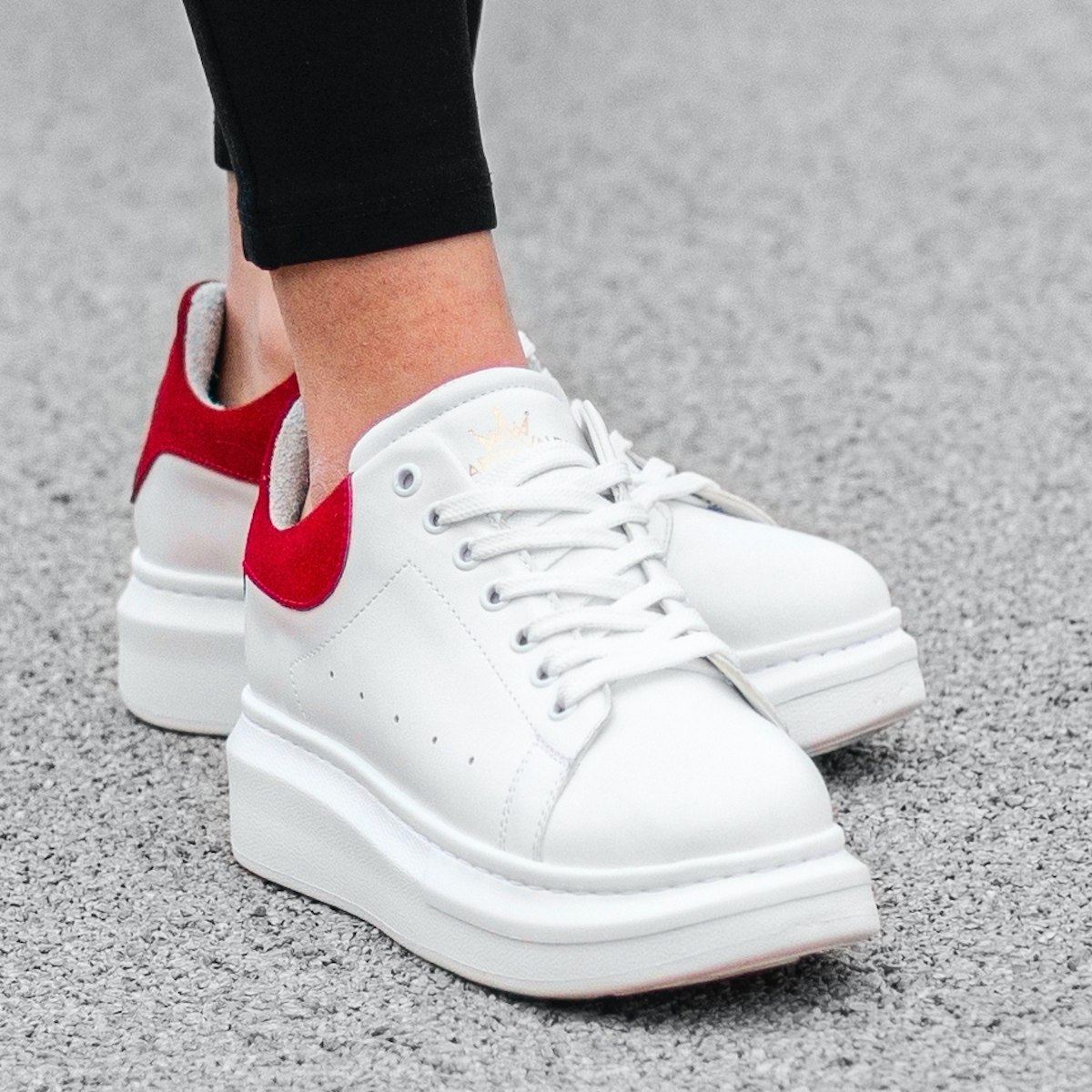 Martin Valen Sneakers da Donna con Suola Alta in Bianco e Rosso | Martin Valen
