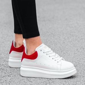 Martin Valen Women High Sole Sneakers White&Red