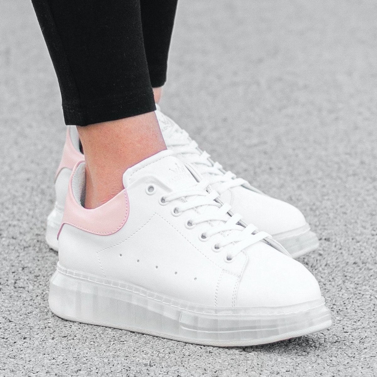 Women's O2 Transparent Hype Sole Sneakers In White-Pink