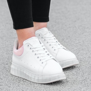 Women's O2 Transparent Hype Sole Sneakers In White-Pink - 3