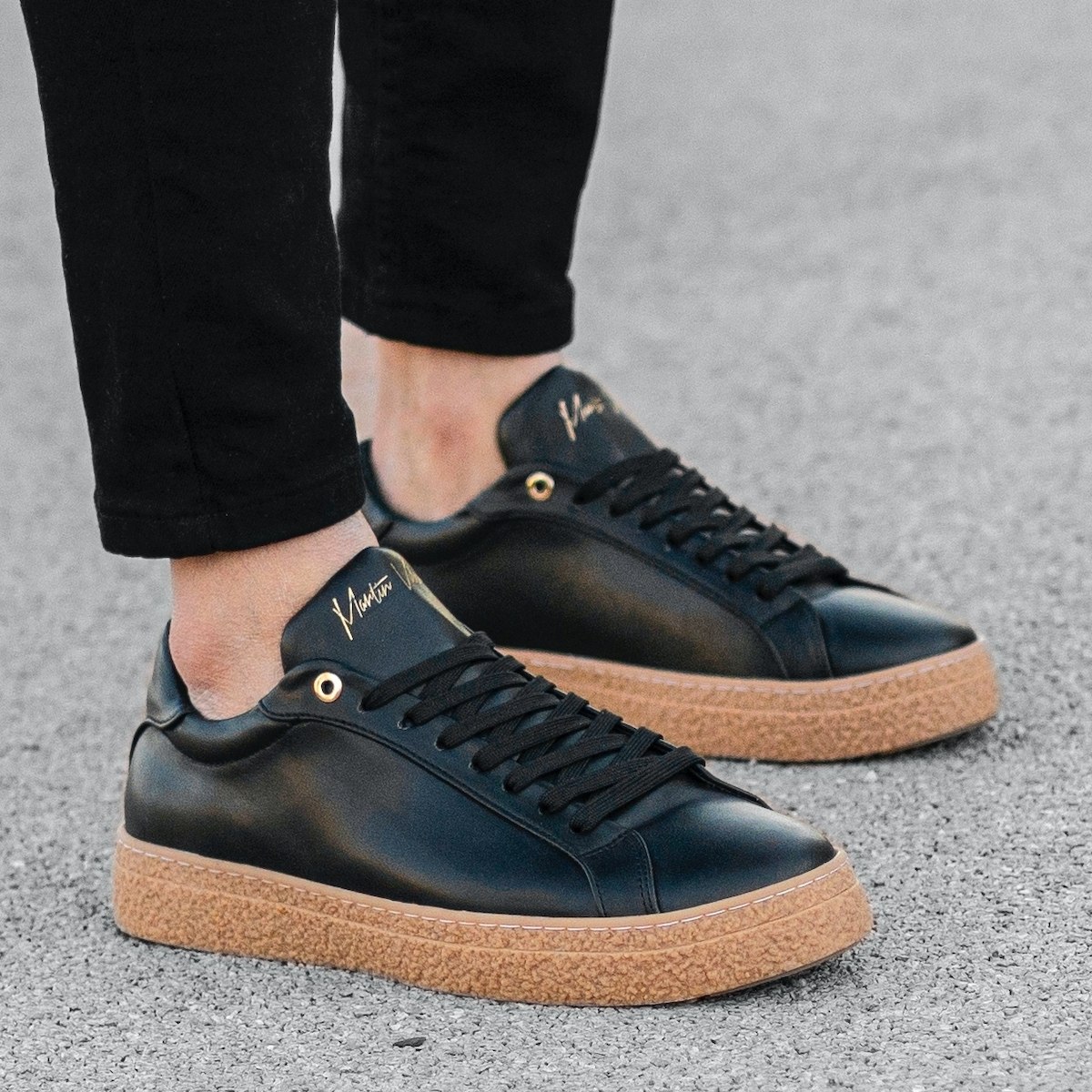 Herren Sneakers Schuhe mit Gummisohle in schwarz - 1