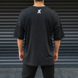 Men's Oversize Basic T-Shirt Text Detailed Black - 3