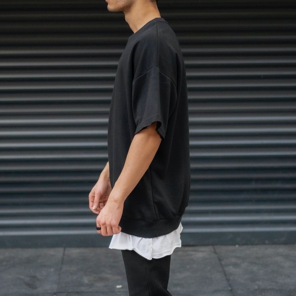 Men's Oversize Basic T-Shirt Double-Tailed Black