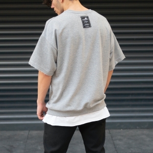 Men's Oversize Basic T-Shirt Double-Tailed Grey