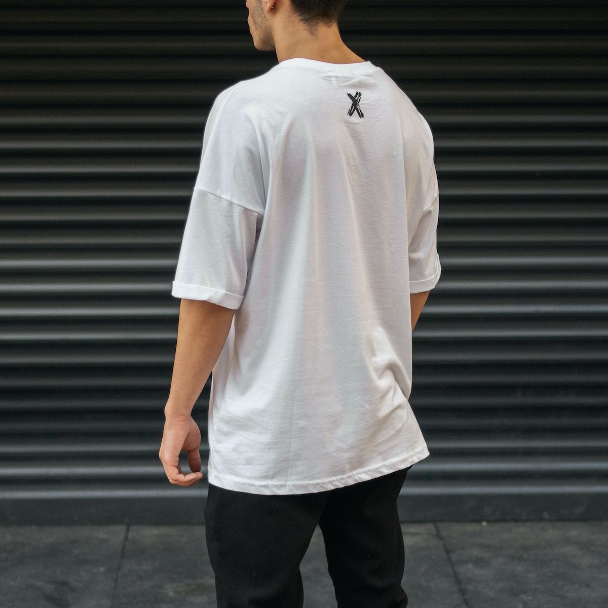 Men's Oversize T-Shirt Round Neck Text Printed White | Martin Valen