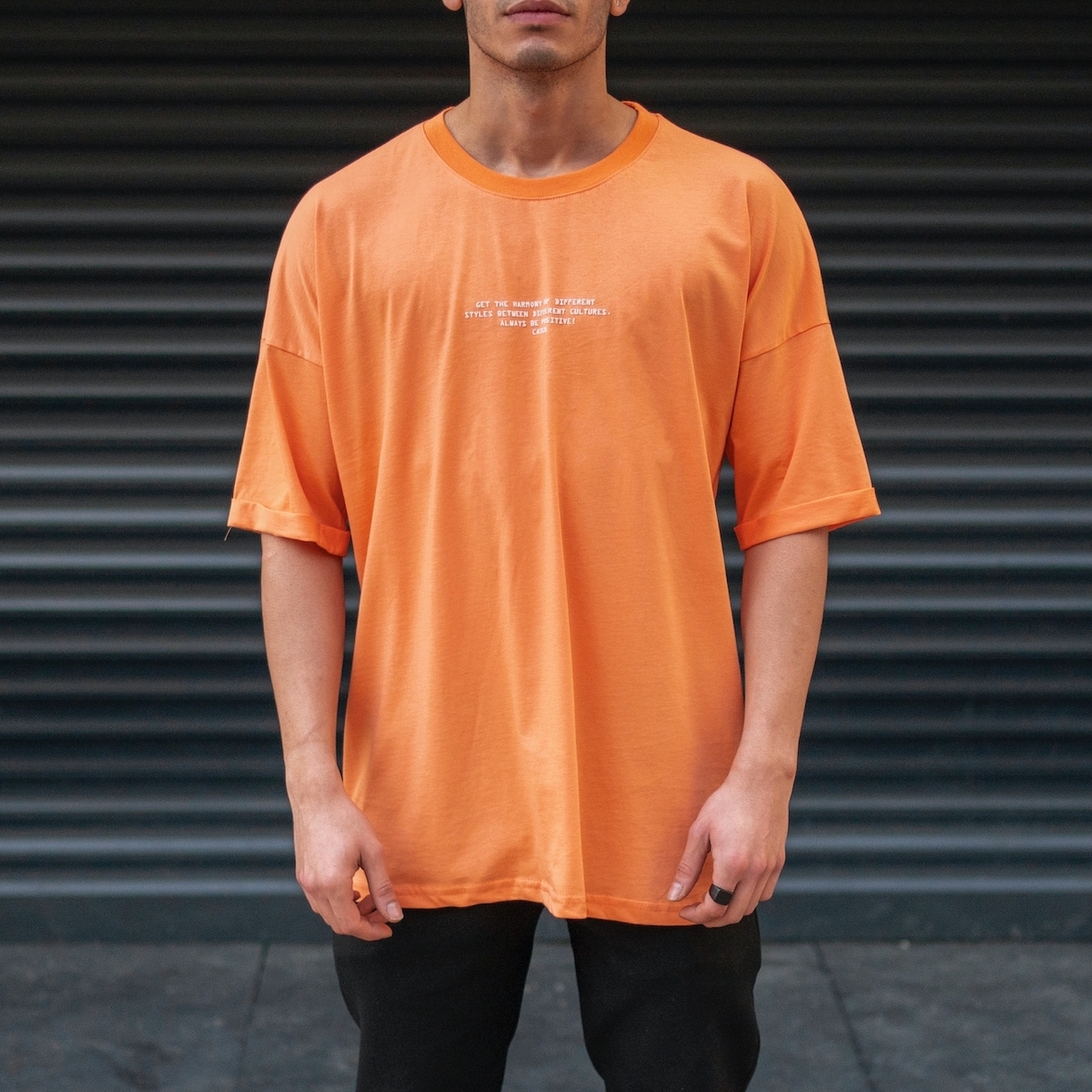 orange t shirt ootd