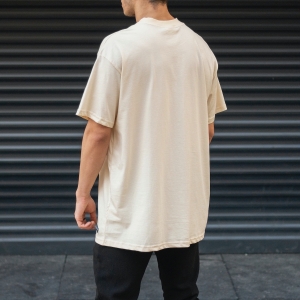 Men's Oversize Basic T-Shirt Beige - 5
