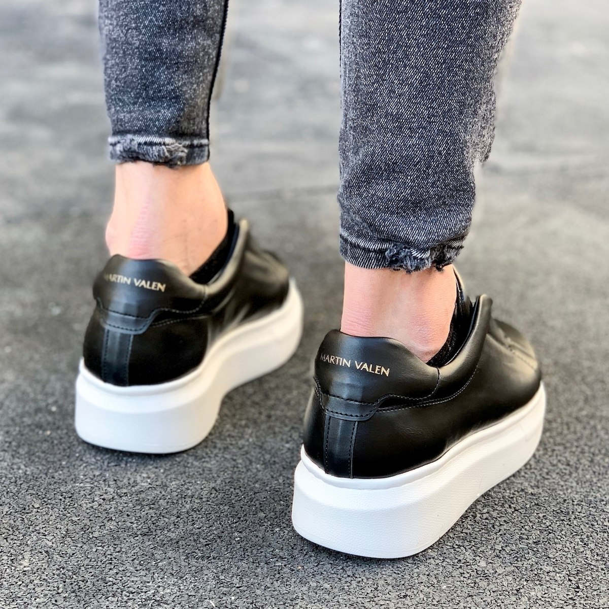Men's Slip On Sneakers Shoes Black | Martin Valen