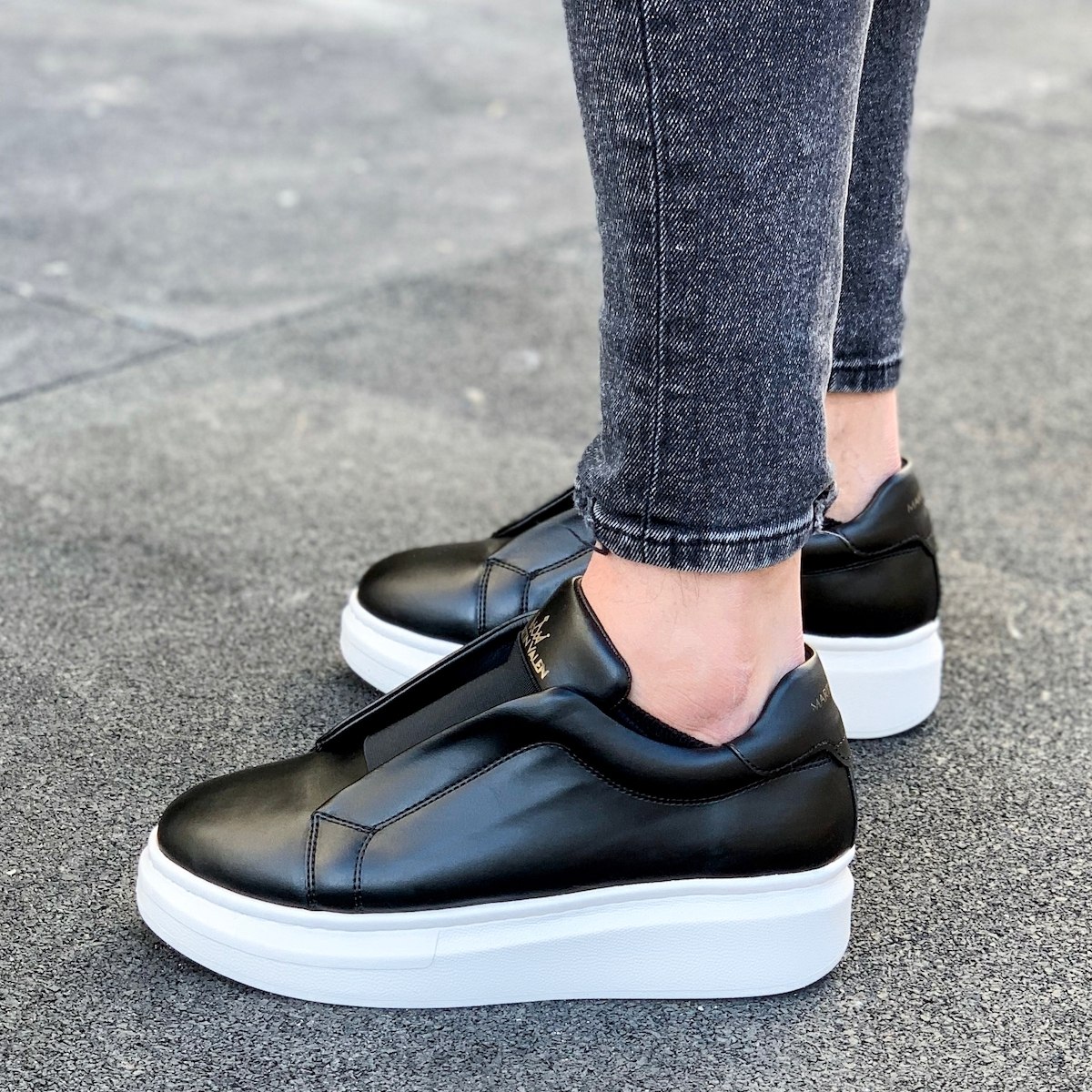 Uomo Slip On Sneakers Scarpe Nere | Martin Valen