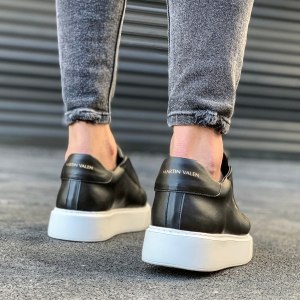 Men's Slip on Sneakers Zipper Shoes Black - 5