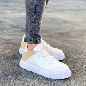 Men's Low Top Sneakers Designer Shoes Cream-White