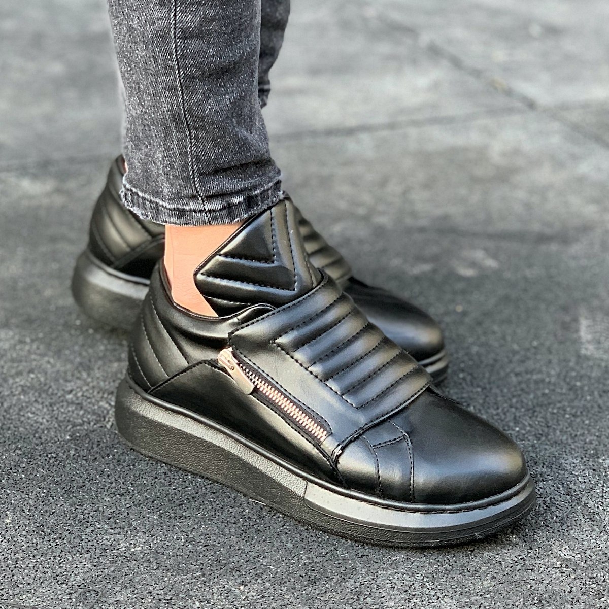 Heren Dikke Zool Outdoor Designer Sneakers Schoenen Zwart - 1