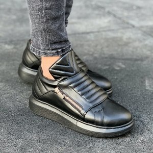Hombre Diseñador Zapatillas Suela Alta Negro - 1