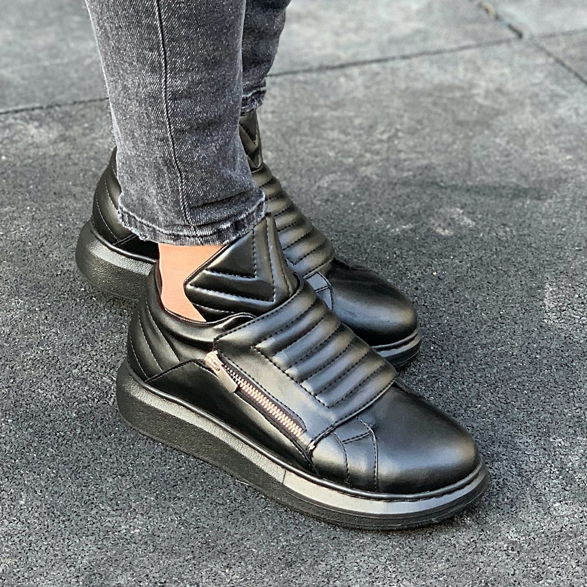 Uomo Suola Alta Outdoor Designer Sneakers Scarpe Nero | Martin Valen