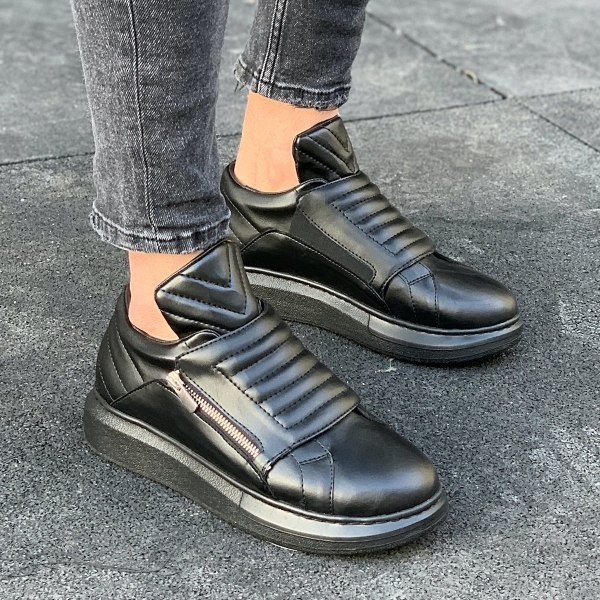 Uomo Suola Alta Outdoor Designer Sneakers Scarpe Nero - 3