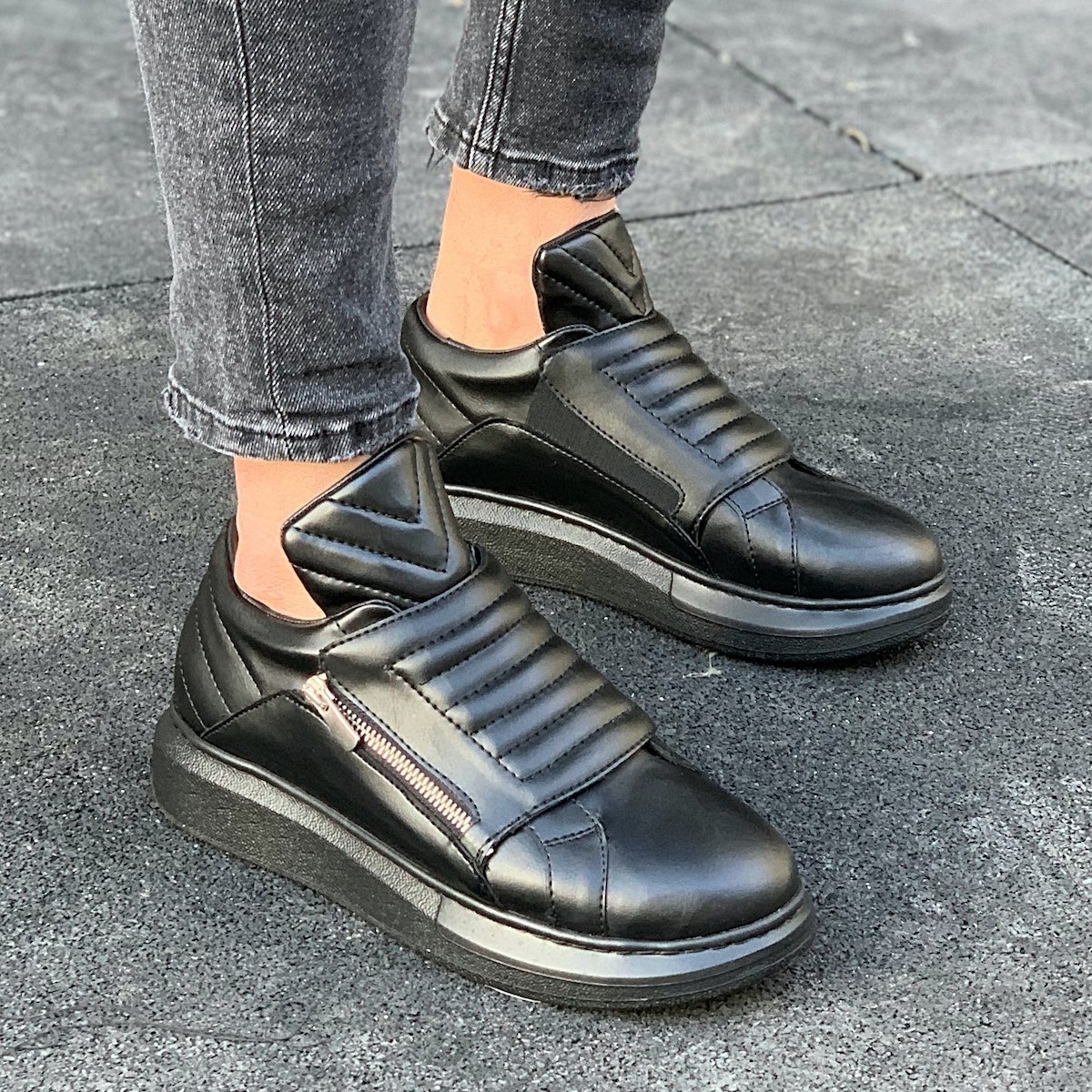 Men’s High Sole Outdoor Designer Sneakers Shoes Black | Martin Valen
