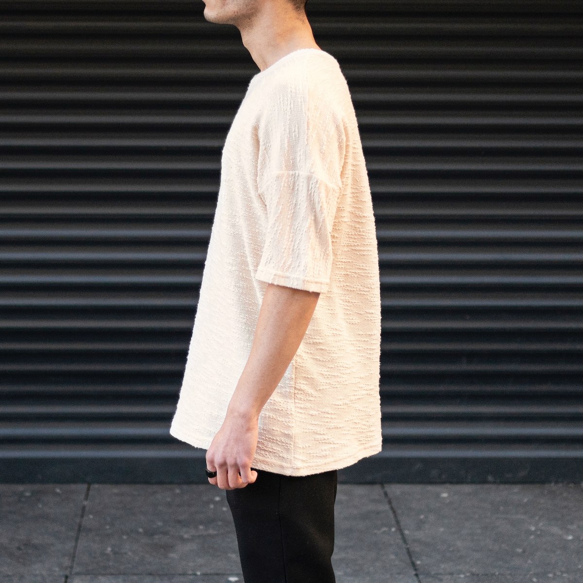 Men's Oversize T-Shirt Round Neck Cream | Martin Valen