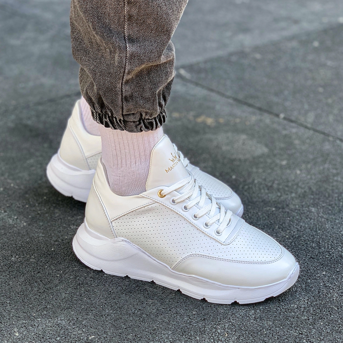 Men's Designer Chunky Mesh Sneakers White