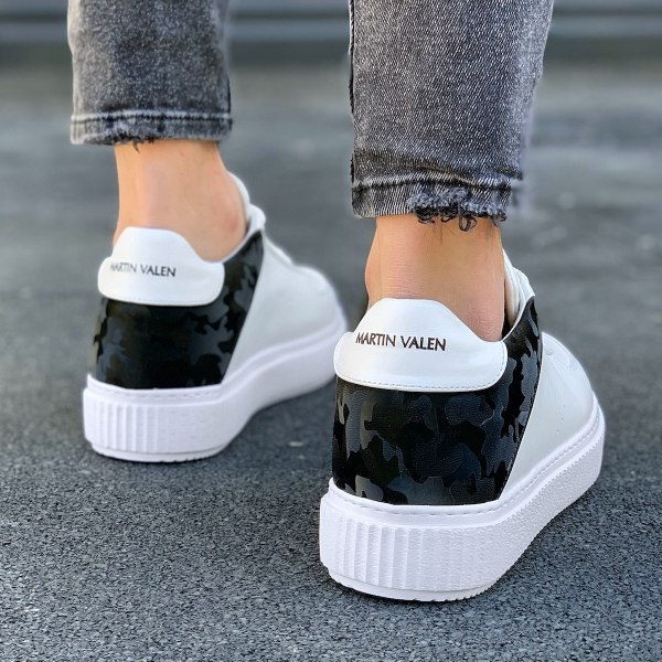 Men's Low Top Sneakers Designer Camo Shoes White