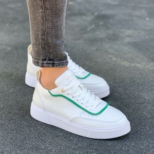 Men's Chunky Sneakers Green Line Designer Shoes White