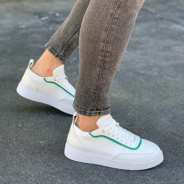 Men's Chunky Sneakers Green Line Designer Shoes White - 5