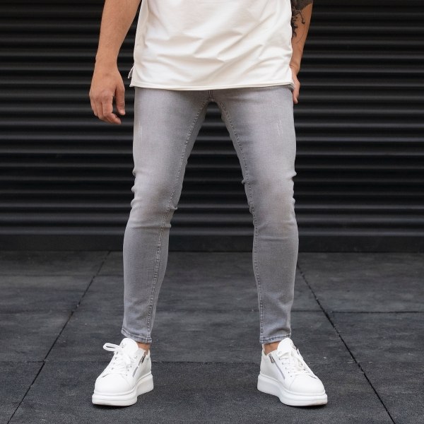 Men's Distorted Grey Basic Jeans - 1