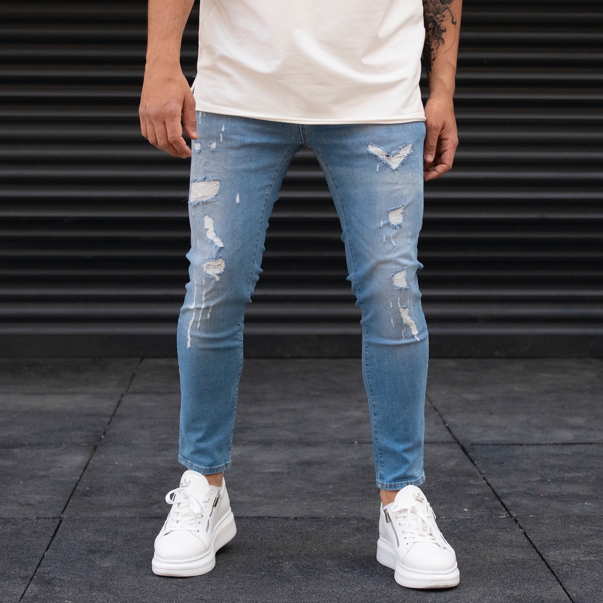 Men S Ripped Blue Jeans