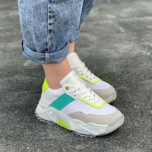 Women's Chunky Sneakers Designer Green Line Shoes