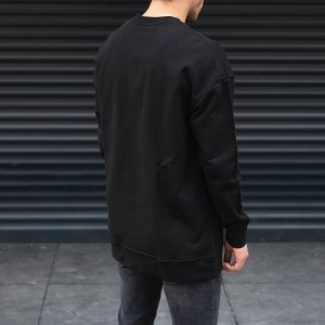 Men's Designer Sweatshirt Font Detailed Black - 5