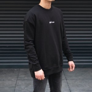 Men's Designer Sweatshirt Font Detailed Black - 3